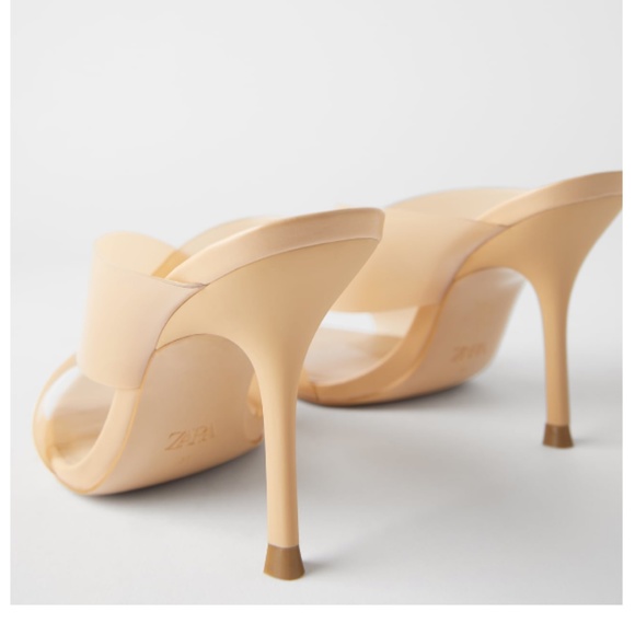 Zara Natural color High Heeled Vinyl Sandals NWT - Picture 3 of 8